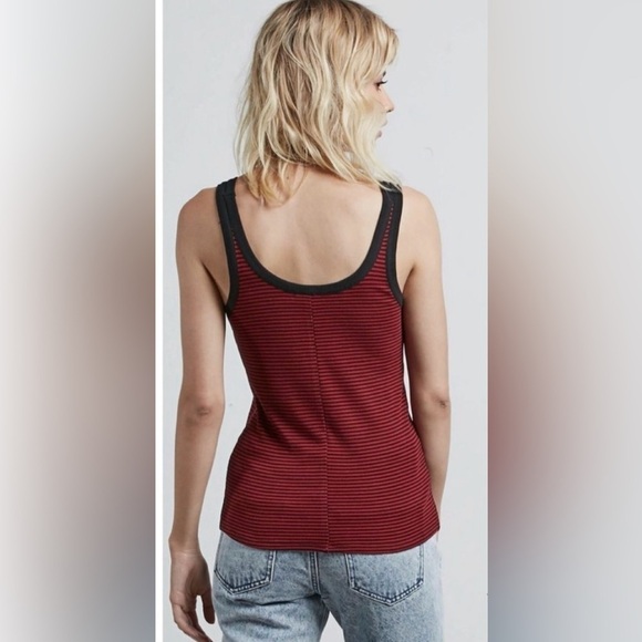 Volcom | NWT Chii Red Black Stripe Stretch Tank Top L - Picture 4 of 4